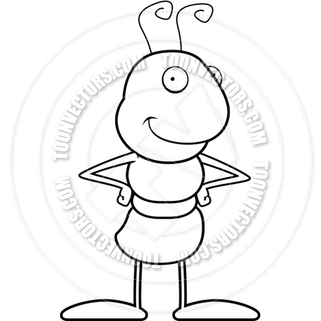 460x460 Ant Smiling (Black And White Line Art) By Cory Thoman Toon