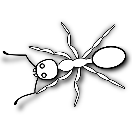 555x555 Clip Art Ant 3 Black White Line Art Svg