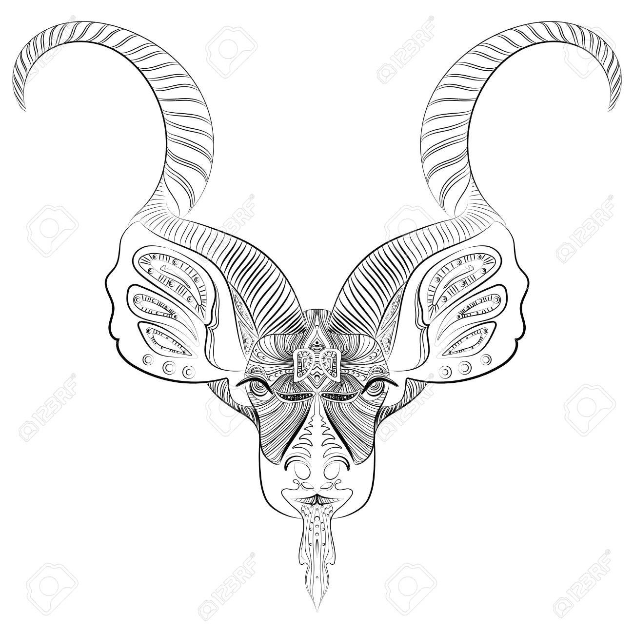 1300x1300 Stylized Head Of Antelope. Vector Portrait Of A Buffalo. Cattle