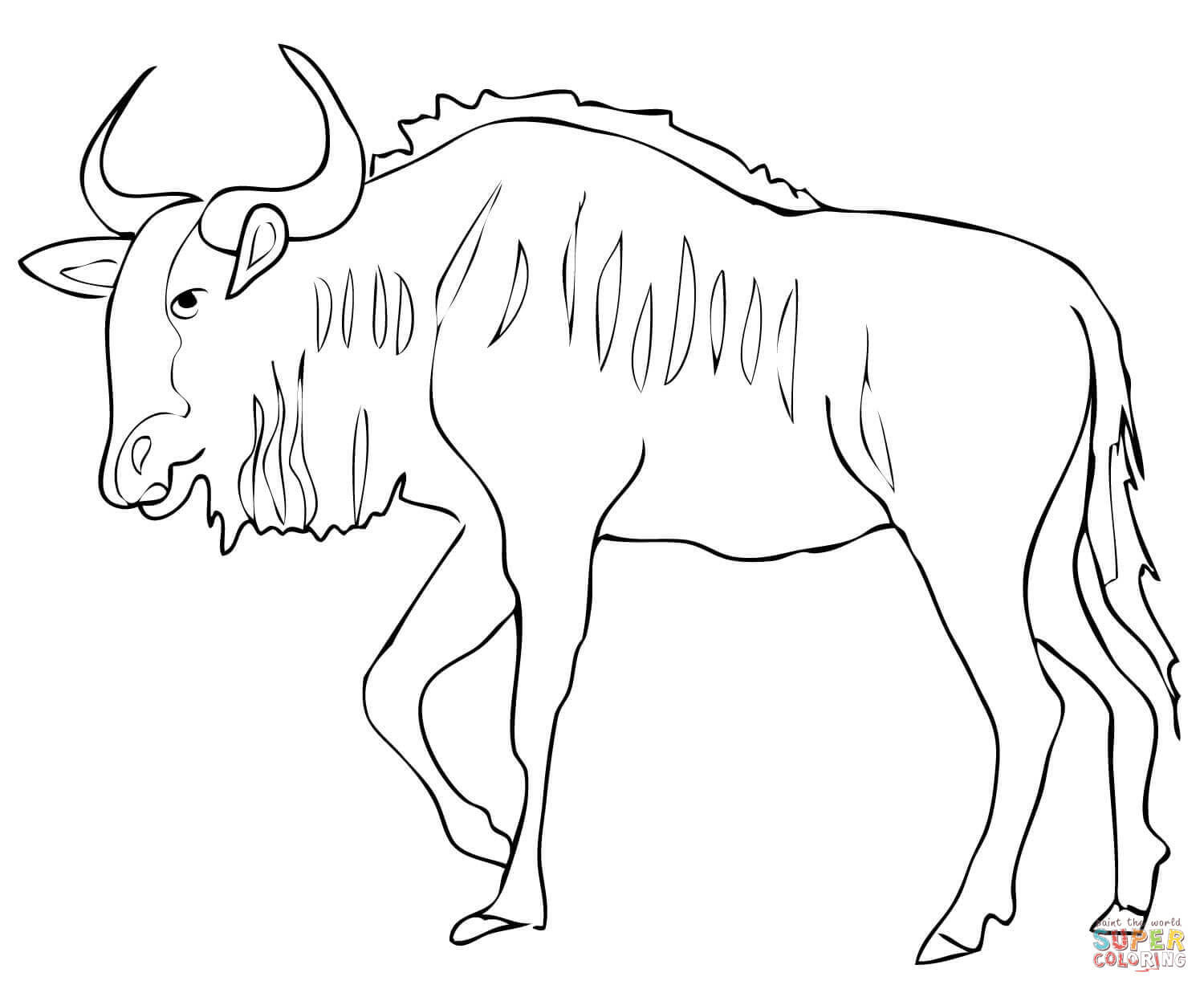 1500x1232 Wildebeest Coloring Sheet In Amusing Draw Blue Antelope Page