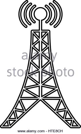 284x470 Drawing Of A Communication Tower Stock Photo, Royalty Free Image