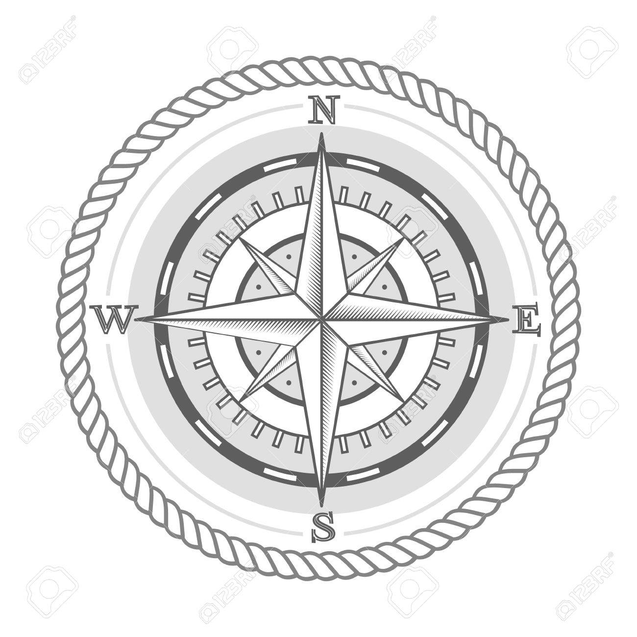 1300x1300 Nautical Label Vintage Compass Icon And Design Element. Royalty