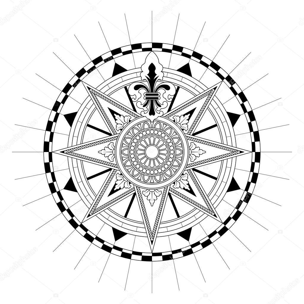 1024x1024 Vector Antique Compass Rose Stock Vector Pingebat