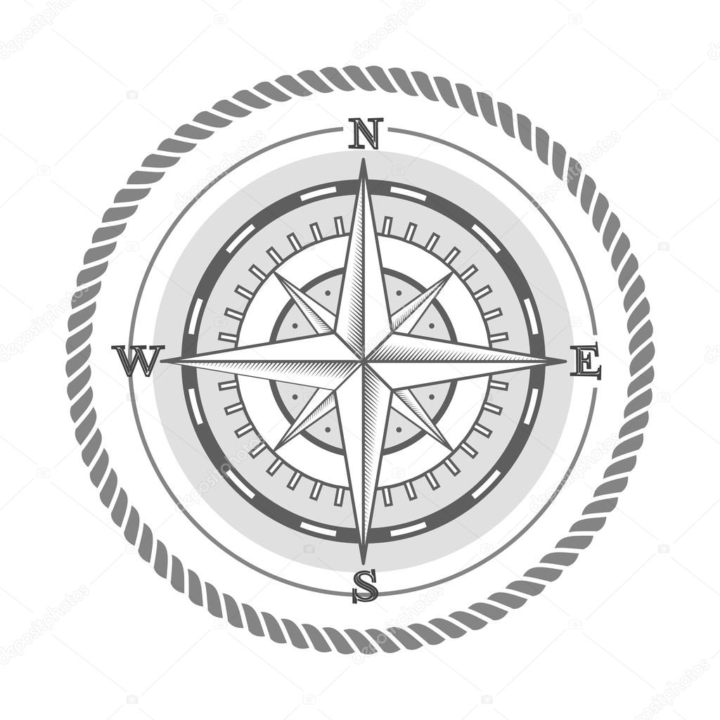 1024x1024 Vector Nautical Label. Vintage Compass, Icon And Design Element