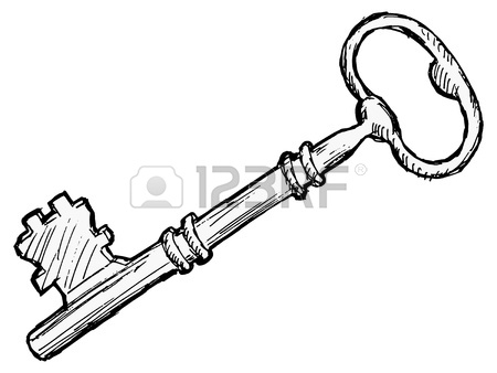 450x338 Hand Drawn, Vector, Sketch Illustration Of Vintage Key Royalty