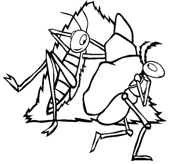 550x529 Ants Coloring Pages Lazy Grasshopper See Working Ant Coloring Page