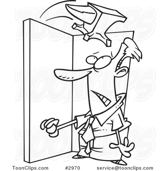 581x600 Cartoon Blacknd White Line Drawing Ofnnvil Falling On