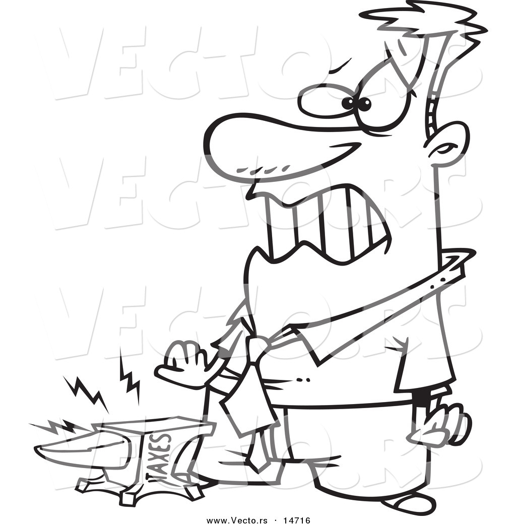1024x1044 Vector Of A Cartoon Taxes Anvil Smashing A Businessman's Foot
