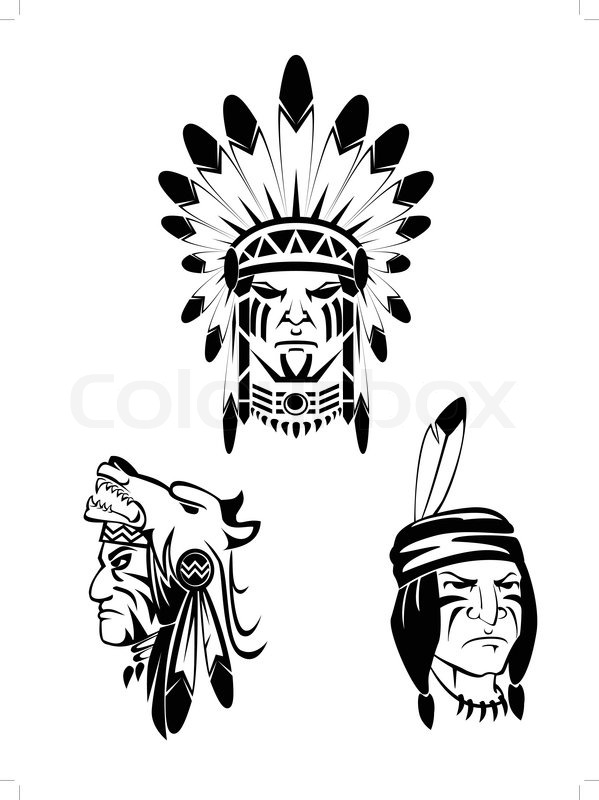 599x800 Apache Indian Set Stock Vector Colourbox