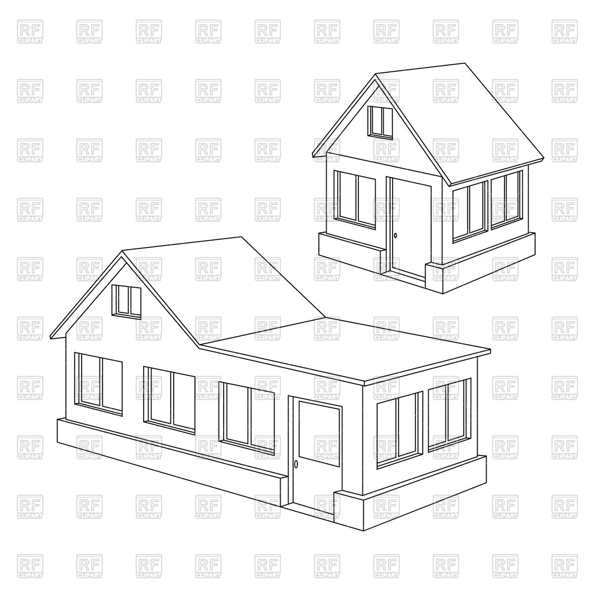1200x1200 Apartment House Contour Royalty Free Vector Clip Art Image
