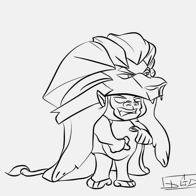 640x640 King Ape Lineart Sketch