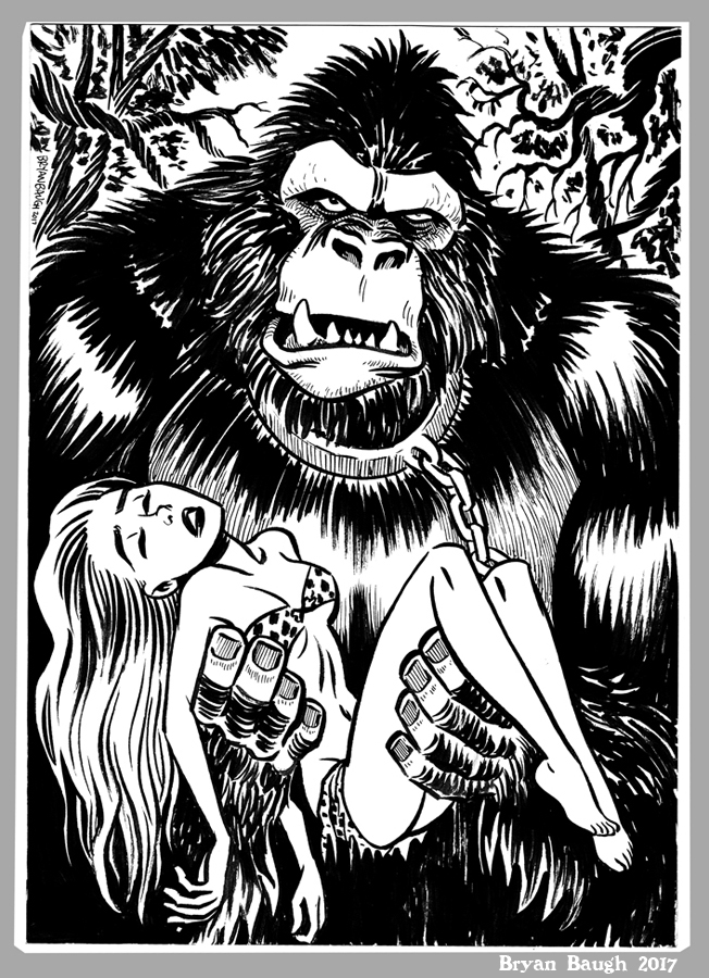 652x900 Mini Monster Ink Brush Drawing 8 Gorilla By Bryanbaugh
