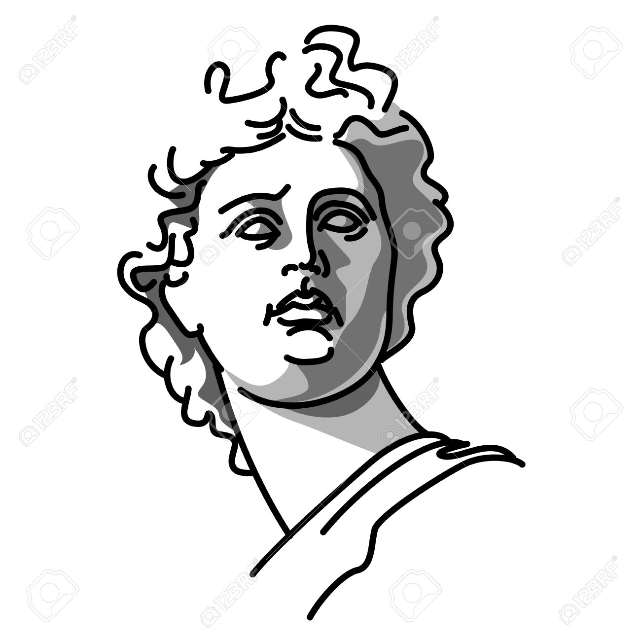 1300x1300 Vector Illustration Of Statue Of Greek God, Apollo Royalty Free