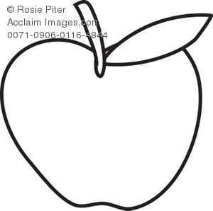 300x298 Apple Coloring Page With Leaf Royalty Free Clip Art Image