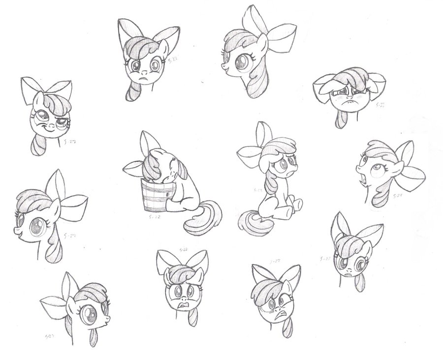900x714 Apple Bloom Faces By Nimaru