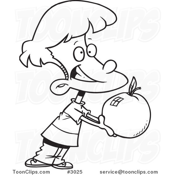 581x600 Cartoon Blacknd White Line Drawing Of School Boy Holding Out