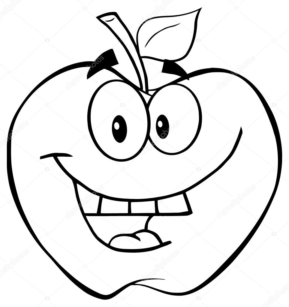 963x1023 Outlined Smiling Apple Stock Vector Hittoon