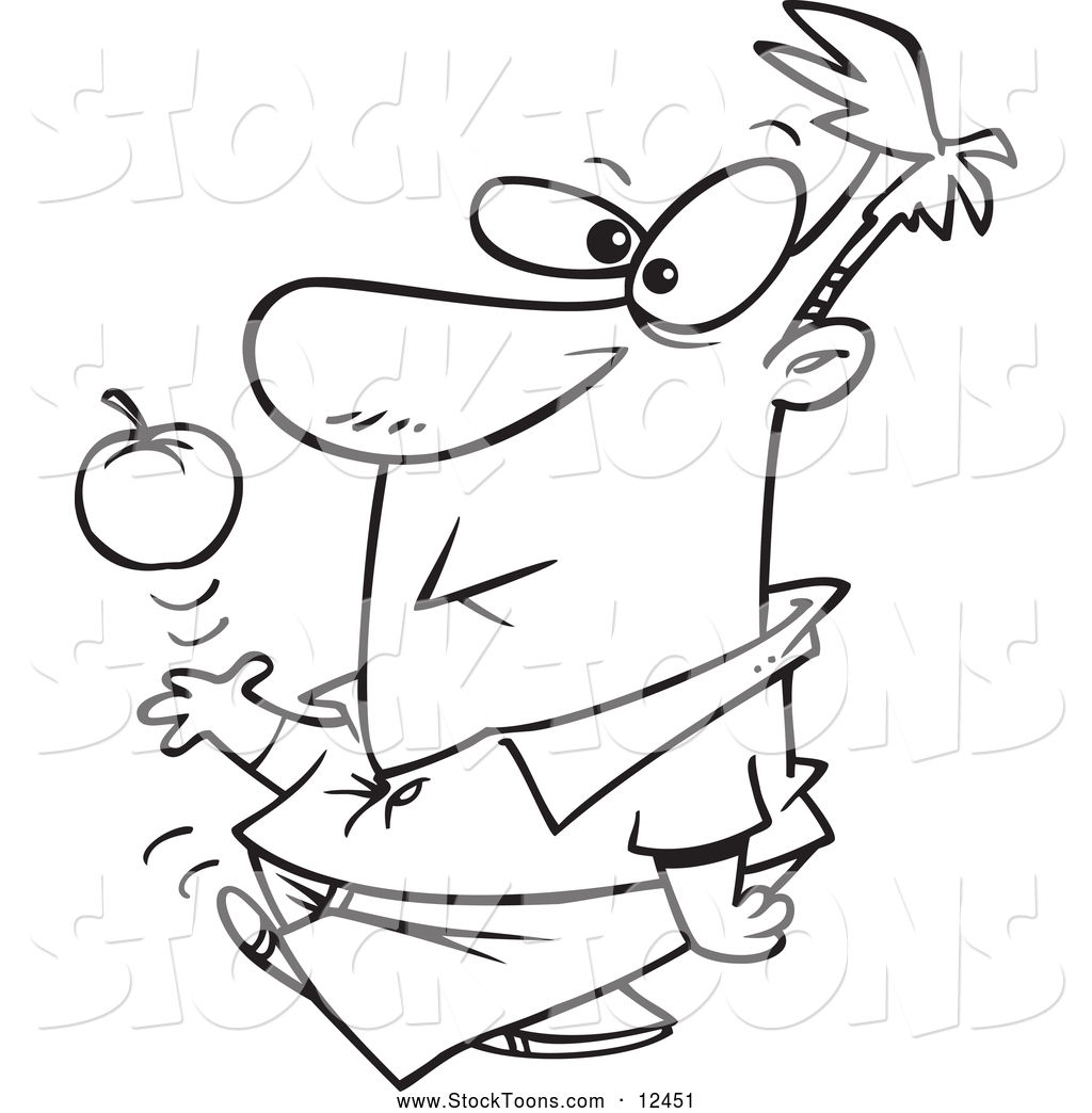 1024x1044 Stock Cartoon Of A Black White Man Walking, Tossing