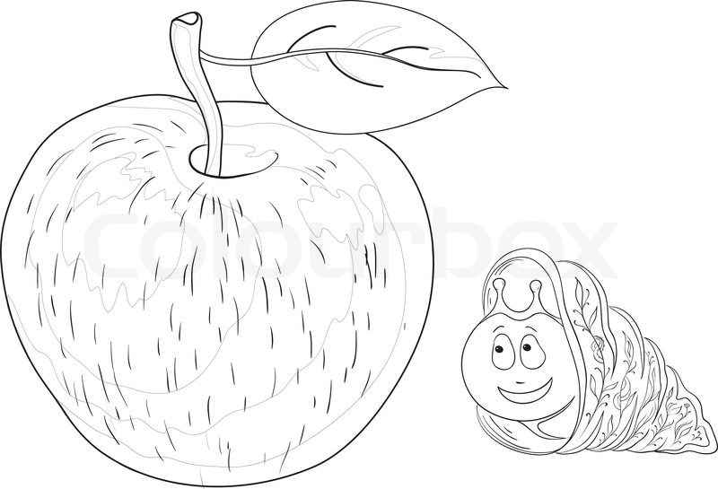 800x545 Vector Cartoon, Cheerful Snail And Delicious Apple With A Leaf
