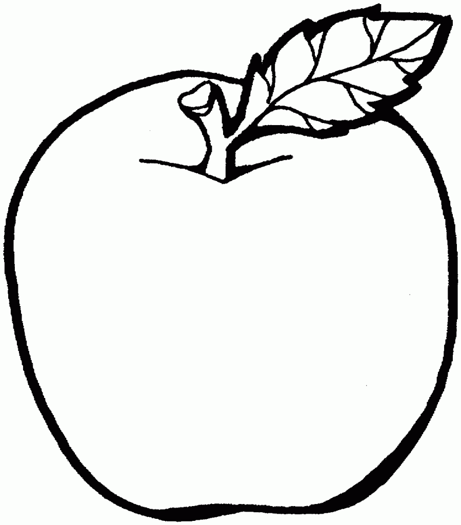 899x1024 Apple With Leaf Coloring Page Picture
