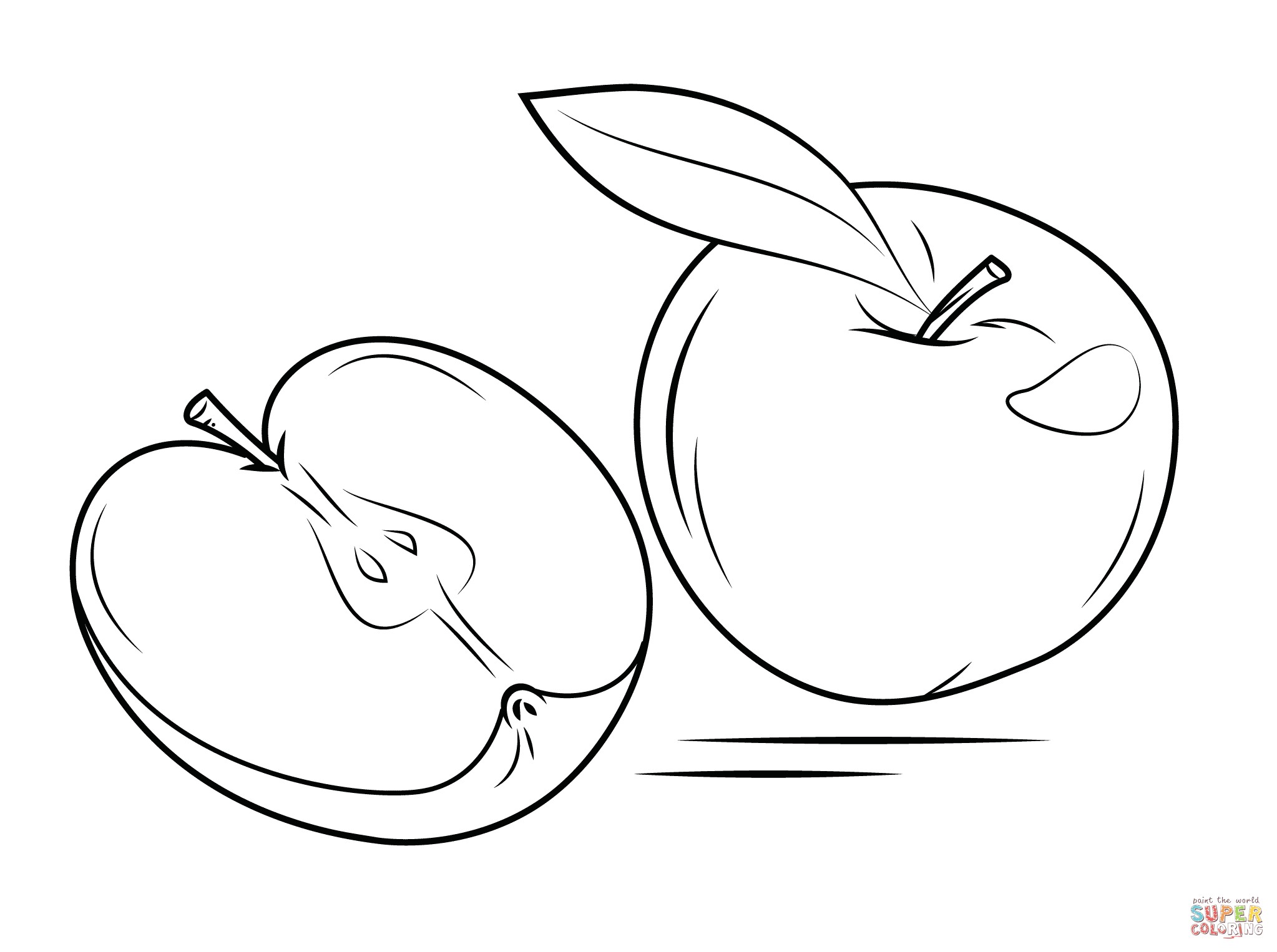 2046x1526 Apple With Worm Fruits Coloring Pages Simple For Kids Awesome