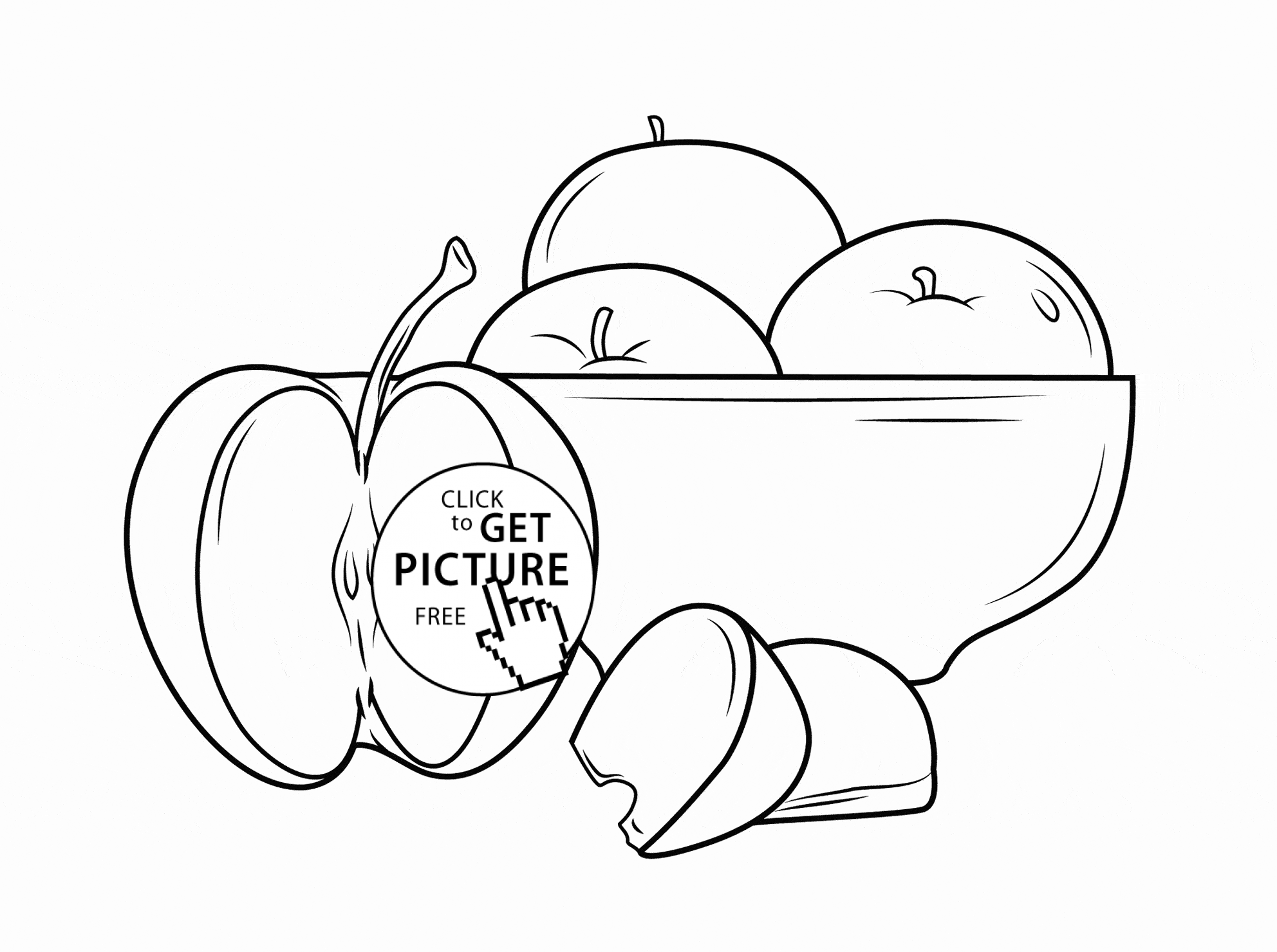 1984x1480 Plate Of Apples Fruit Coloring Page For Kids, Fruits Coloring