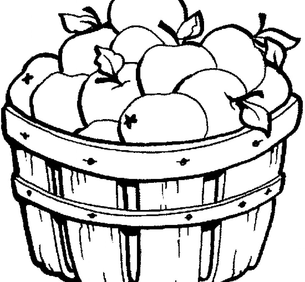 973x900 Free Apple Basket Coloring Pages For Toddler Page Printable Kids