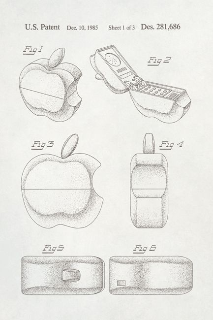 433x650 Apple Logo Phone Patent Art Poster Print Apple Logo, Art Posters
