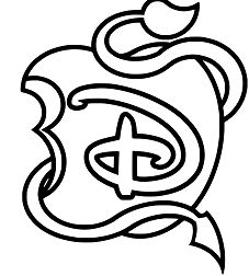 227x252 Disney Descendants Logo Apple Black And White Coloring Page