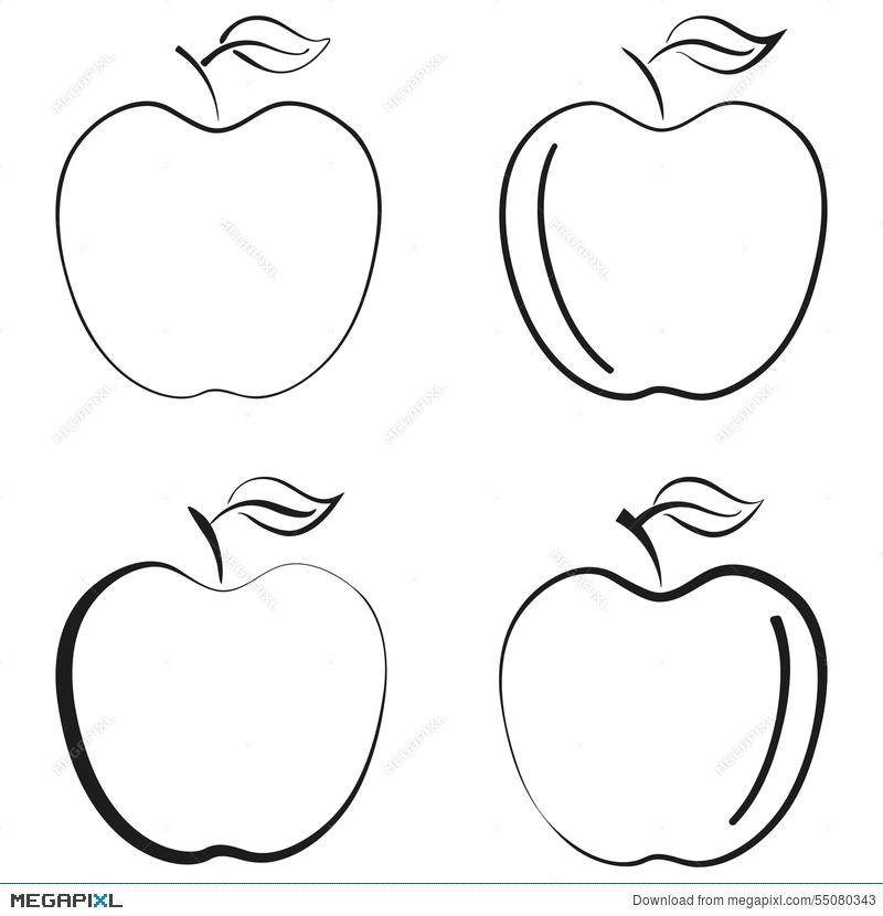 800x830 Outlined Apple Fruit Icon Black Silhouette Logo Vector Design