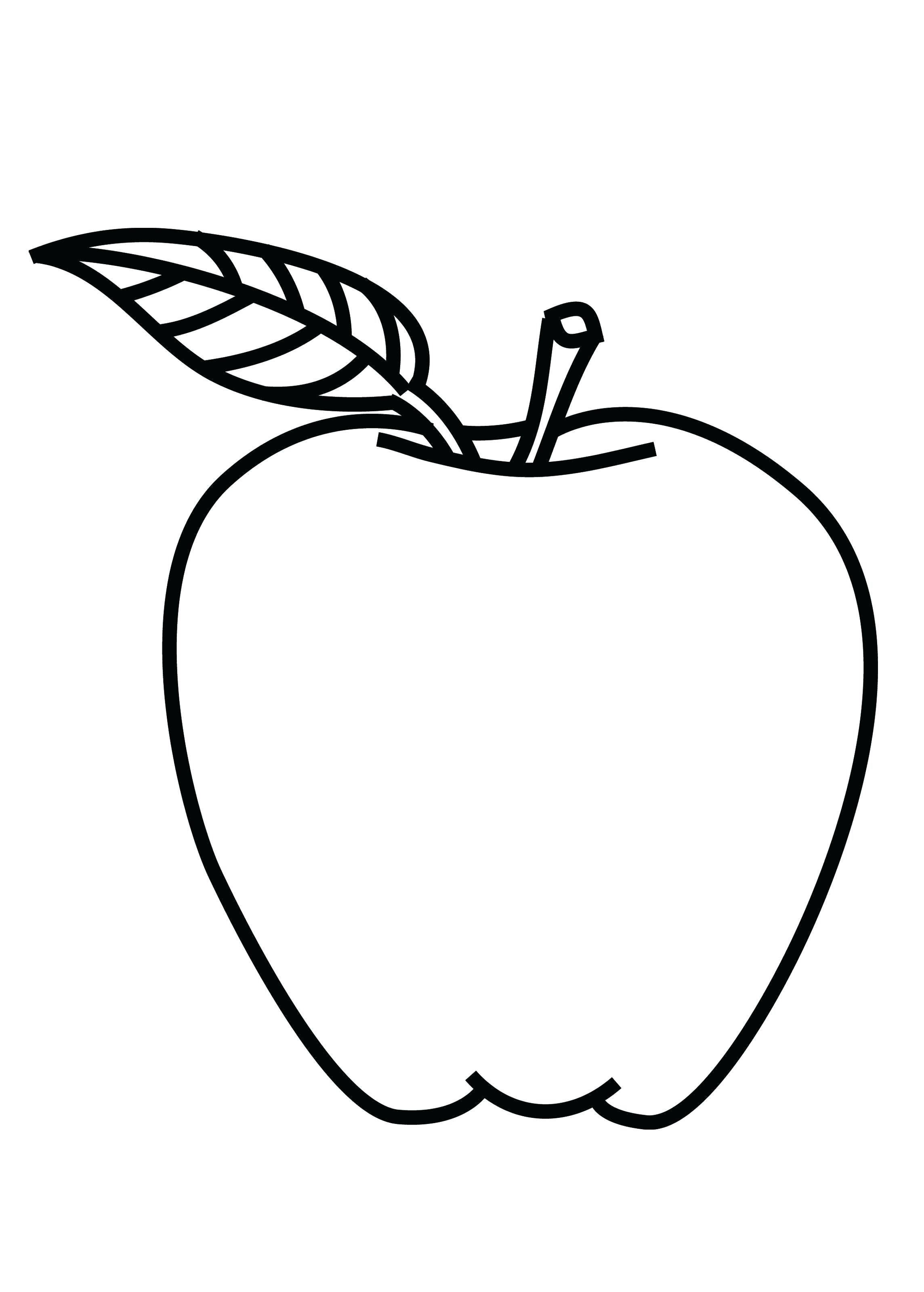 2288x3198 Apple With Worm Fruits Coloring Pages Simple For Kids Unique Drawn