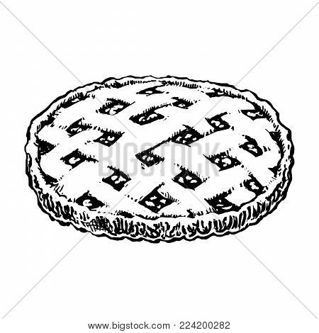 450x470 Apple Pie Sketch Icon. Homemade Vector Amp Photo Bigstock