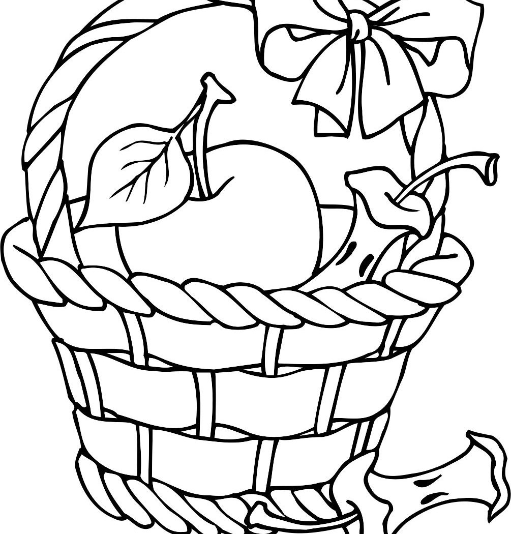 1005x1050 Coloring Page Of Fruit And Apple Basket Free Printable Kids Sheets
