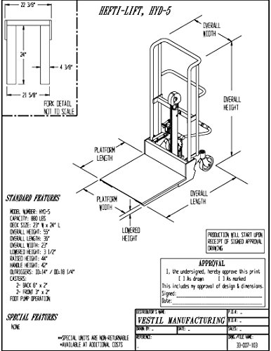 386x500 Vestil Hyd 5 Portable Foot Pump Hefti Lift, 41 X 54, Blue