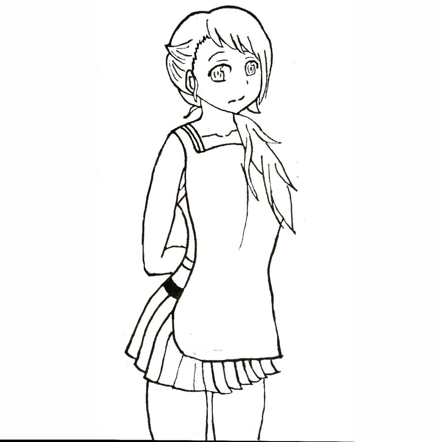 893x895 Girl With An Apron Sketch By Jipans