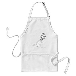 300x300 Sunningq Jellyfish Black White Drawing Adult Apron