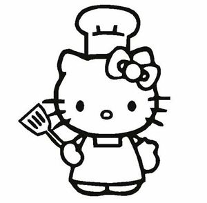 300x294 Hello Kitty Cook Apron Chef Hat Decal Sticker You Pick Color Car