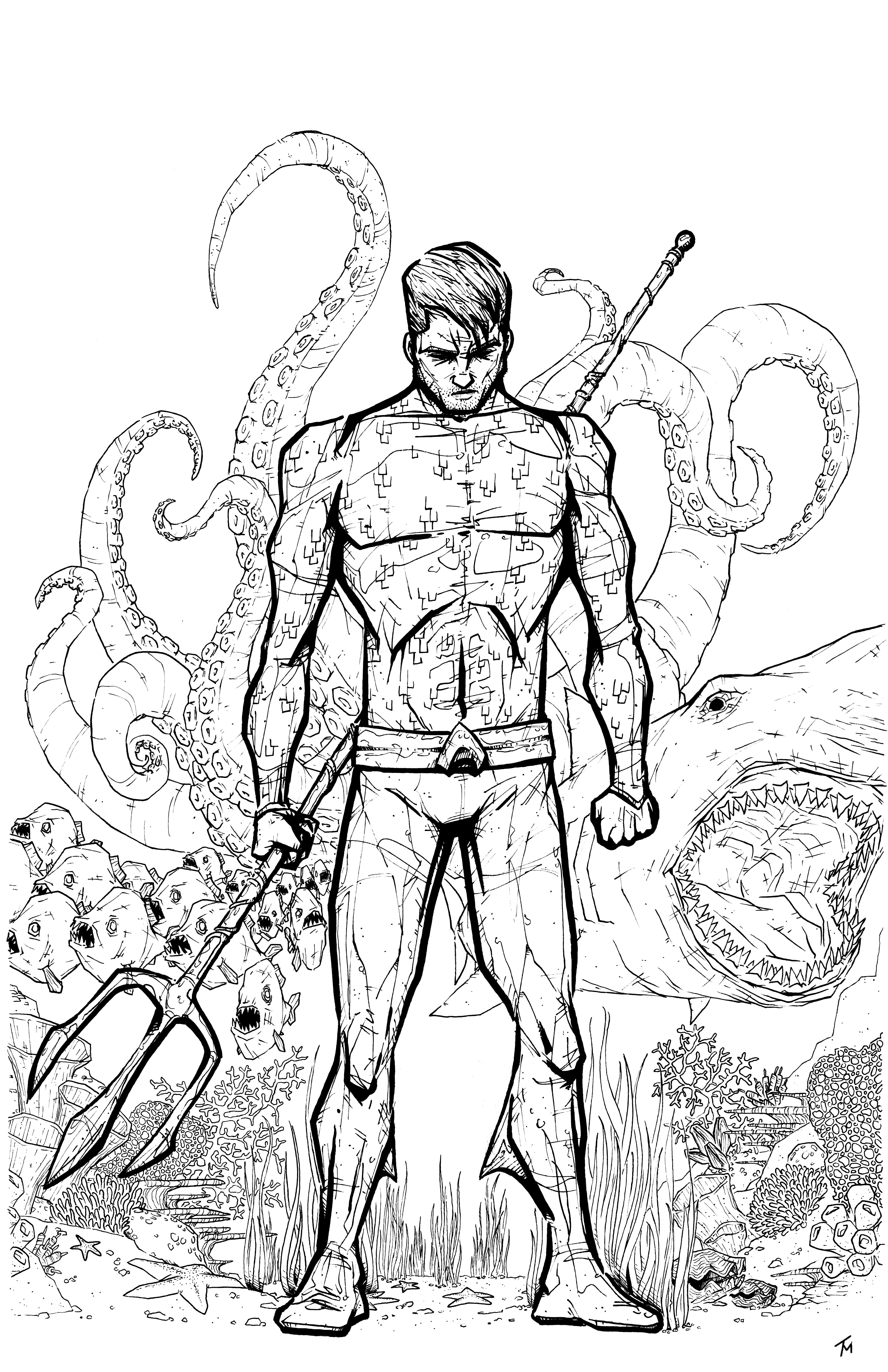 3300x5100 Cool Superhero Drawings Aquaman