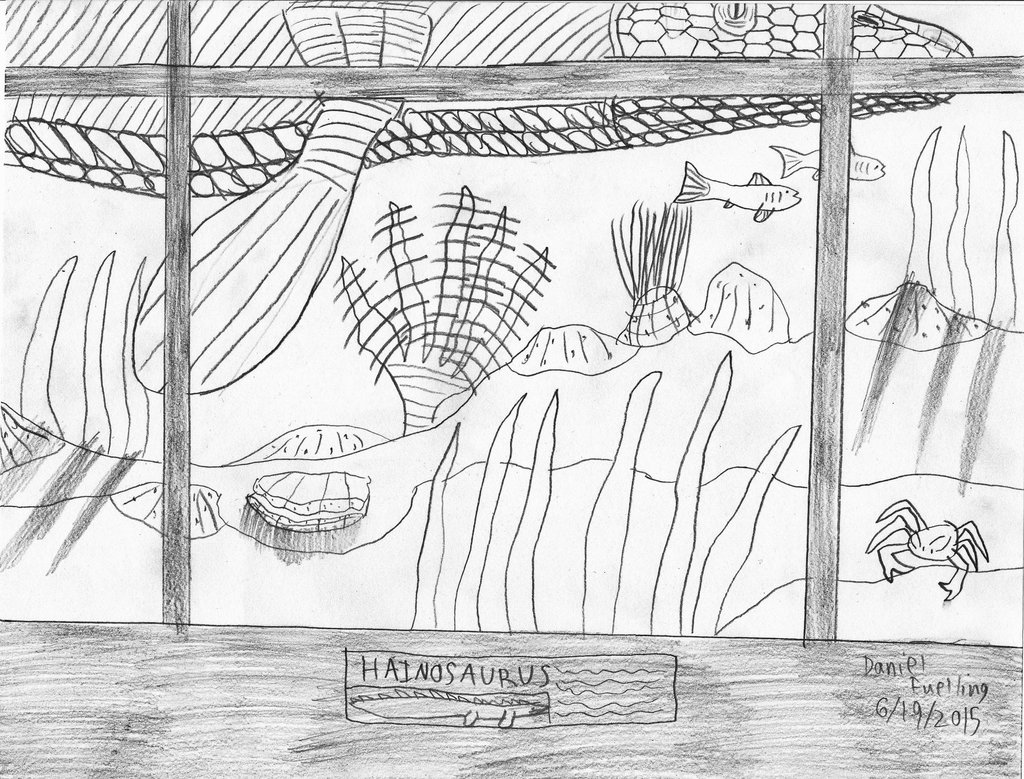 1024x779 Prehistoric World Concept Art Hainosaurus Aquarium By Profdanb