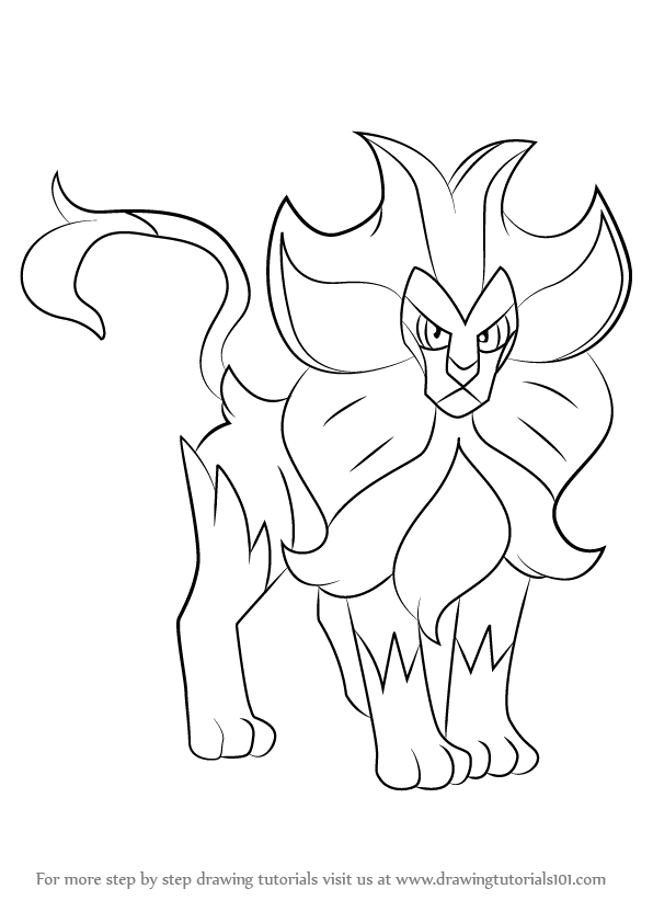 596x842 Learn How To Draw Pyroar From Pokemon (Pokemon) Step By Step