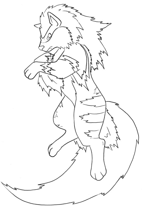 600x859 Arcanine Line By Therainedrop