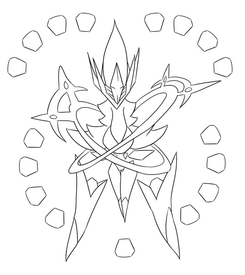 843x947 Mega Arceus Lineart By Xero J