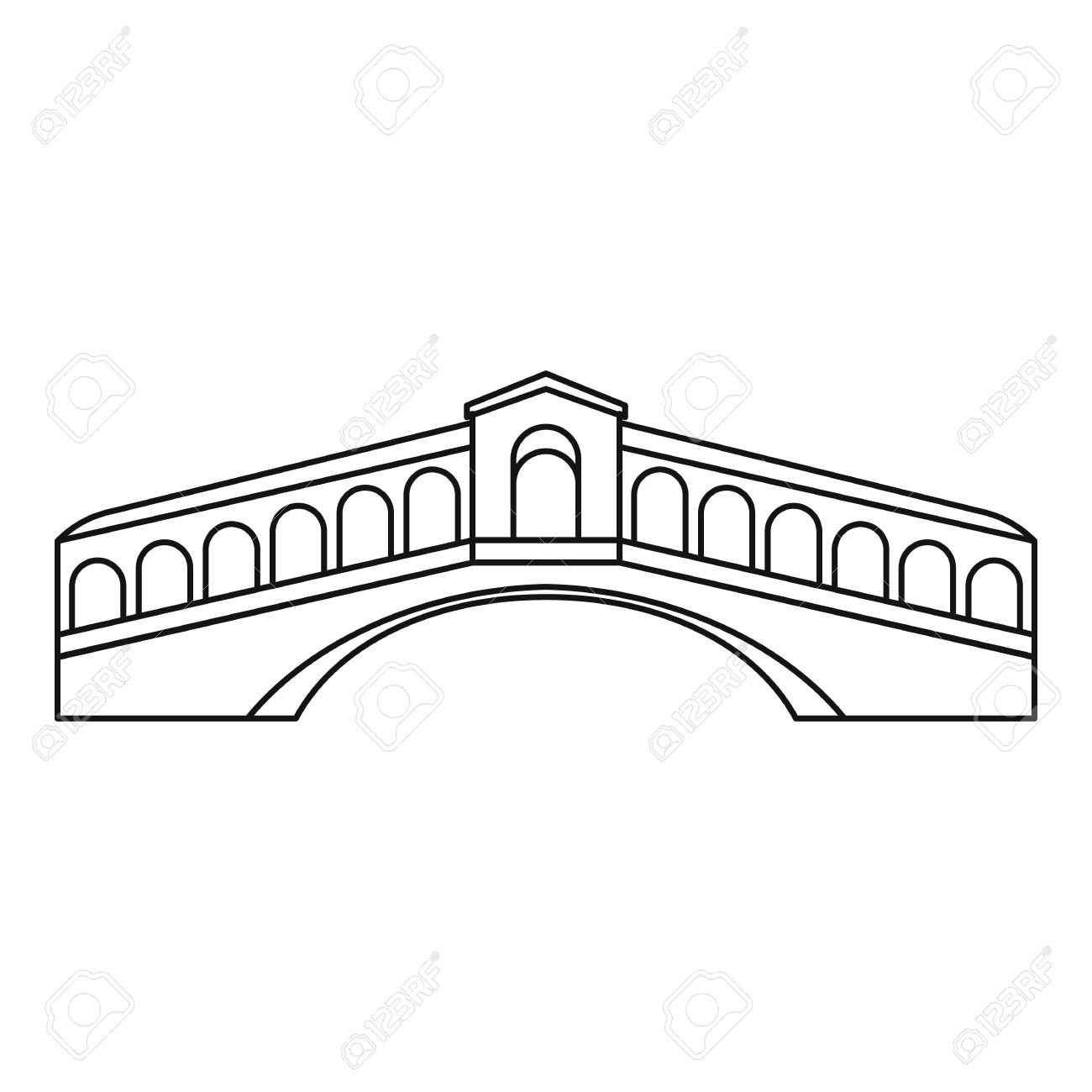 1300x1300 Rialto Bridge In Venice Icon. Outline Illustration Of Rialto