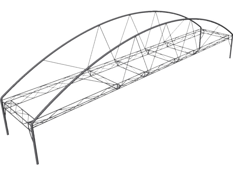 800x600 Arched Fink Truss Bridge [Nurbs] 3d Model Architecture Institute