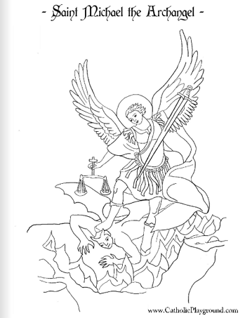 349x453 Saint Michael The Archangel Coloring Page September 29th