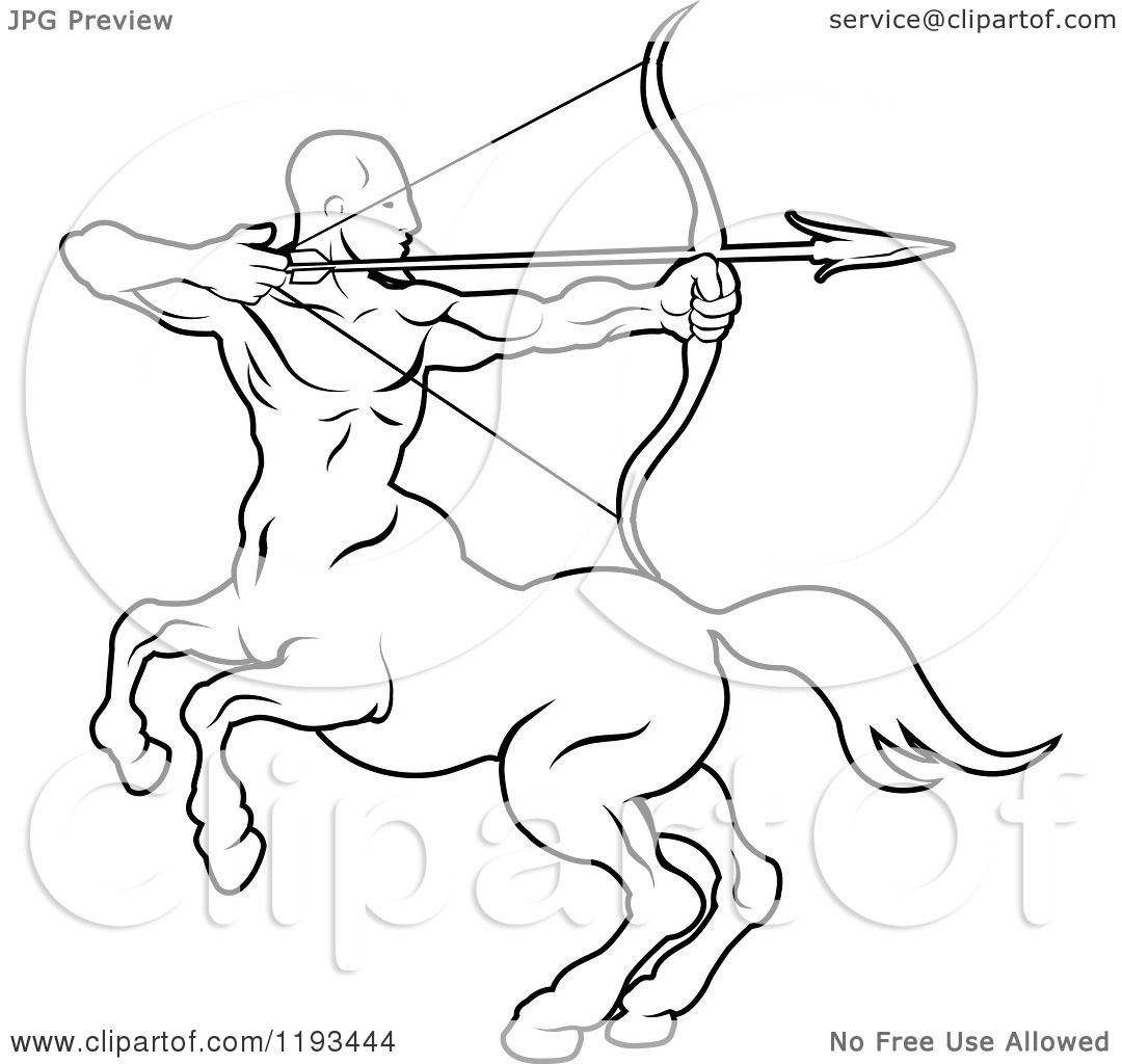 1080x1024 Clipart Of A Black And White Line Drawing Of The Sagittarius