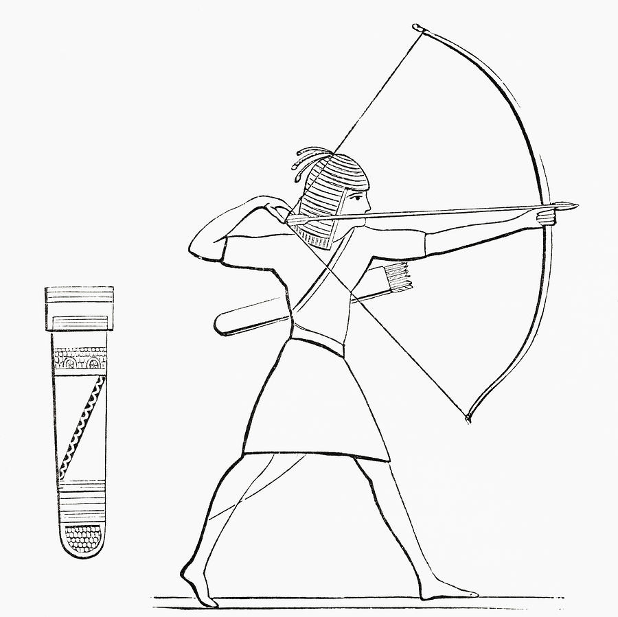 900x899 Egyptian Archer And Quiver. From The Drawing By Vintage Design Pics