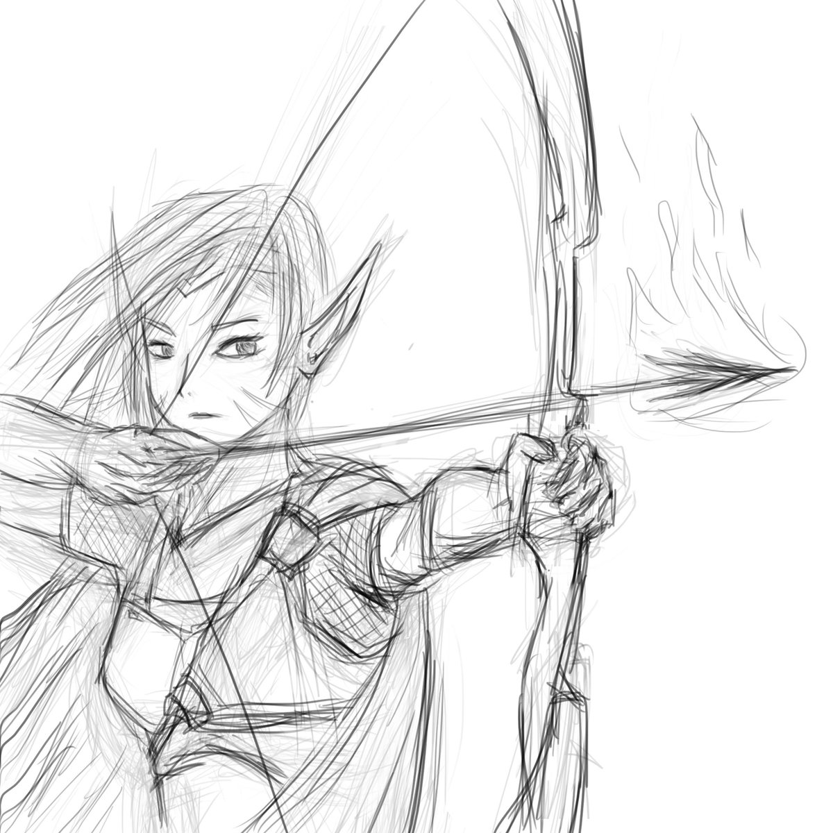1200x1200 Waso1 On Twitter Sketch Of An Elf Archeress