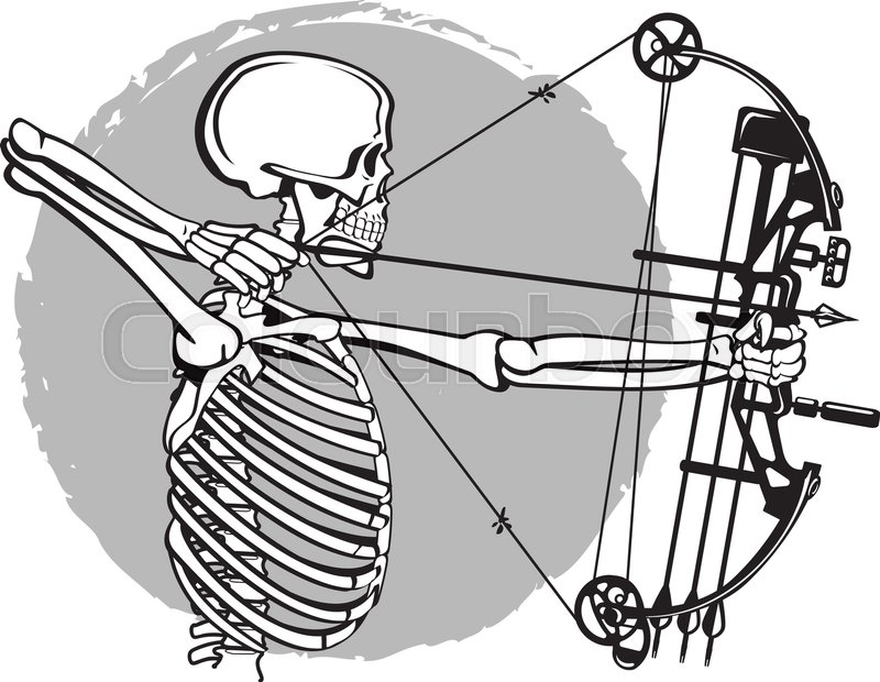 800x620 Human Skeleton Hunting With Bow And Arrow Stock Vector Colourbox