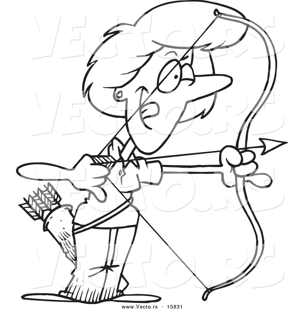 1024x1044 Clip Art Archery Outline Vector Of A Cartoon Female Archer